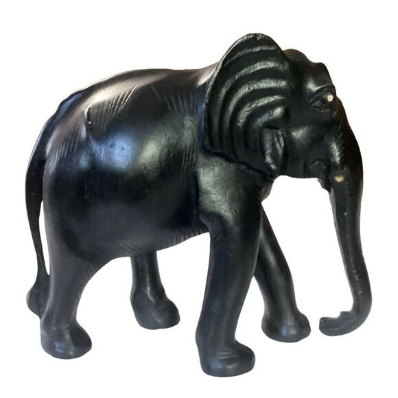 Hand Carved Desert Black Ebony Elephants Symbol Of Peace - No Tusks - Picture 5 of 11